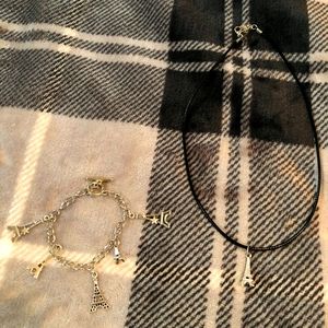 Eiffle Tower Charm bracelet with matching Necklace